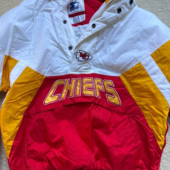 Vintage Kansas City Chiefs Starter NFL Pro line Half zip puffer jacket LARGE - Picture 2 of 6